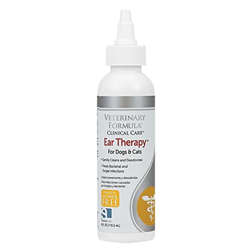Veterinary formula clinical care ear therapy, 4 oz. Medicated ear drops to help relieve bacterial and fungal infections in dogs and cats cleans and deodorizes