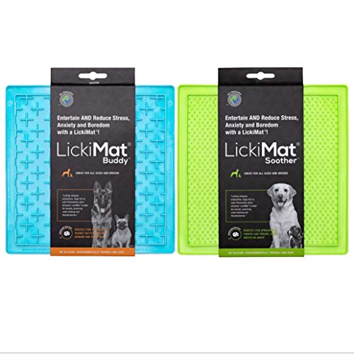 Lickimat classic dog slow feeders, lick mat, boredom anxiety reduction; perfect for food, treats, yogurt, peanut butter. Fun alternative to slow feed dog bowl